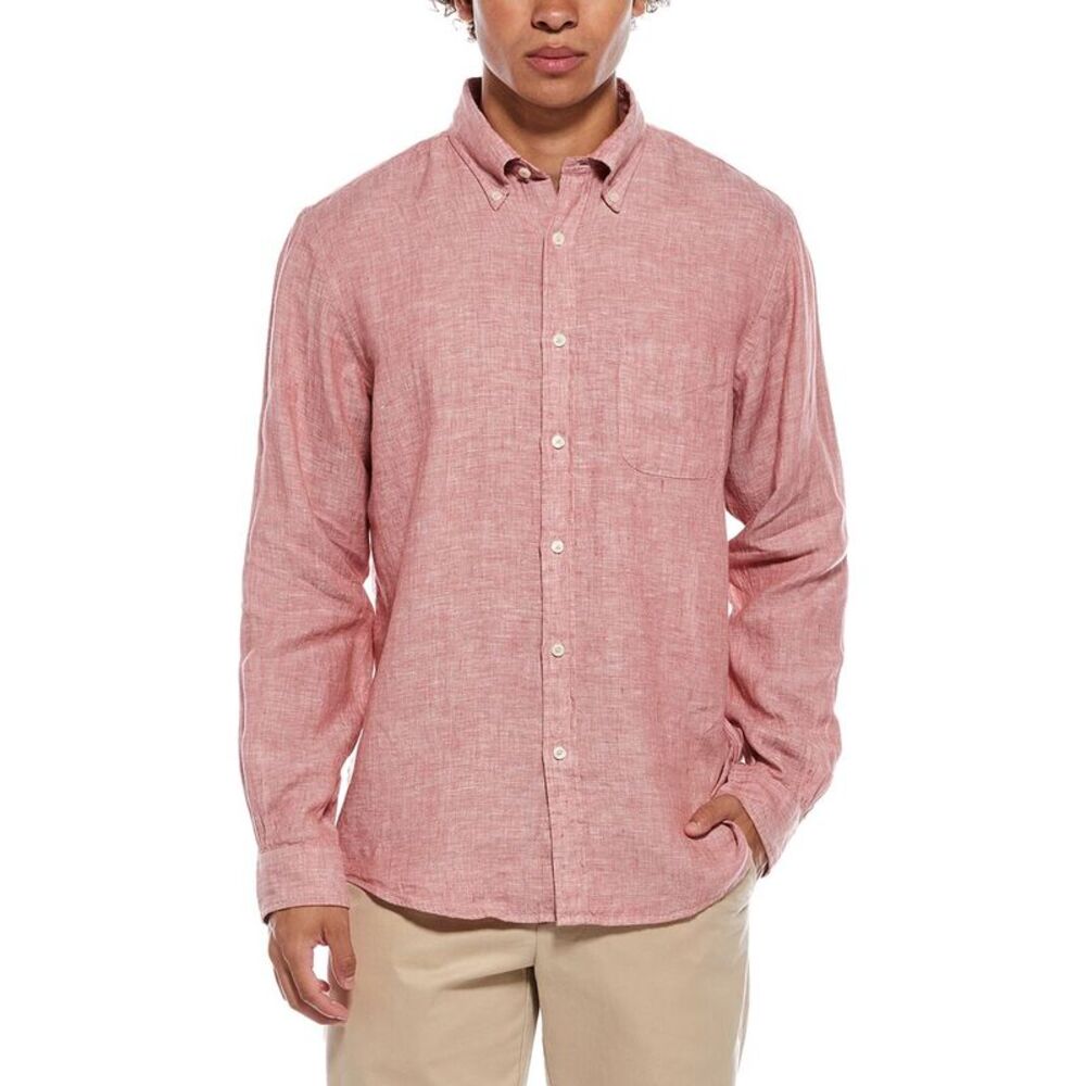 Brooks Brothers Mens  Sport Fit Linen Shirt, Red